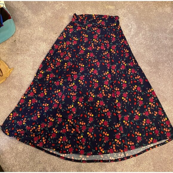 LuLaRoe Dresses & Skirts - LuLaRoe Maxi Skirt Navy Red Orange Green Rainbow Large